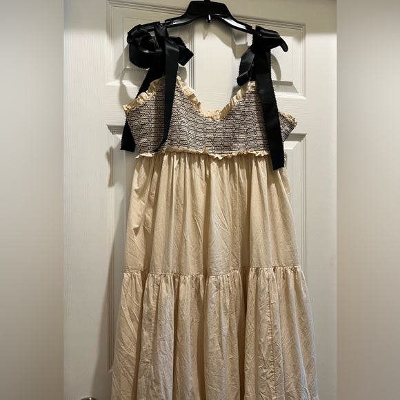 NWT FREE PEOPLE sweat heart neck with bows tiered maxi dress - Picture 6 of 12